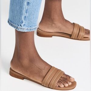 KAANAS Maya Chunky Band Sandals in Honey Size 8 Leather